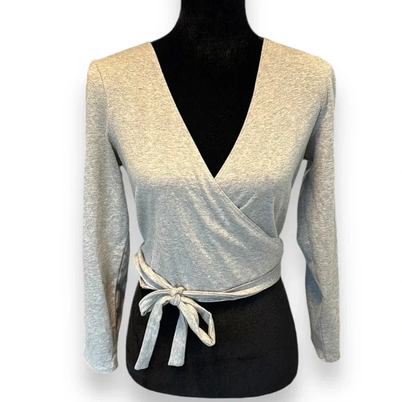 Reformation Jeans Wrap Top Heather Gray Size Large - Picture 1 of 6